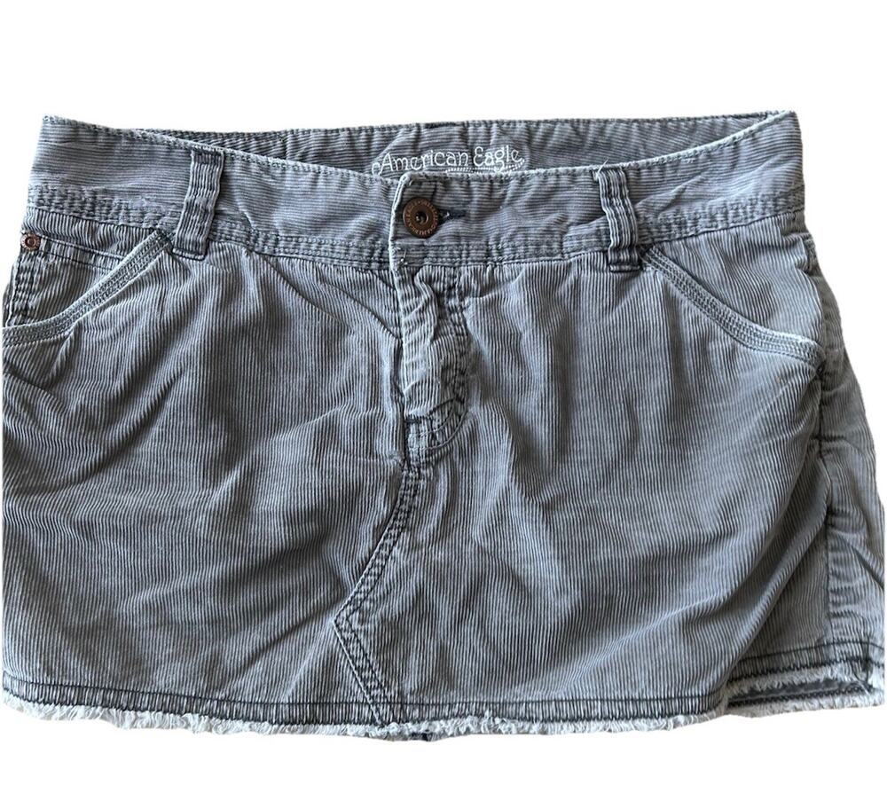 Vintage Micro Mini Skirt Military Corduroy Green Grunge Sexy American Eagle Y2K